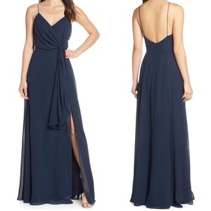 Jenny Yoo Amara Navy Chiffon Bridesmaid Dress